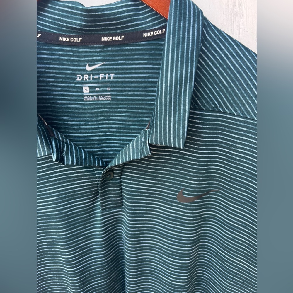NIKE TIGER WOODS TW GREEN STRIPE GOLF POLO SHIRT XL